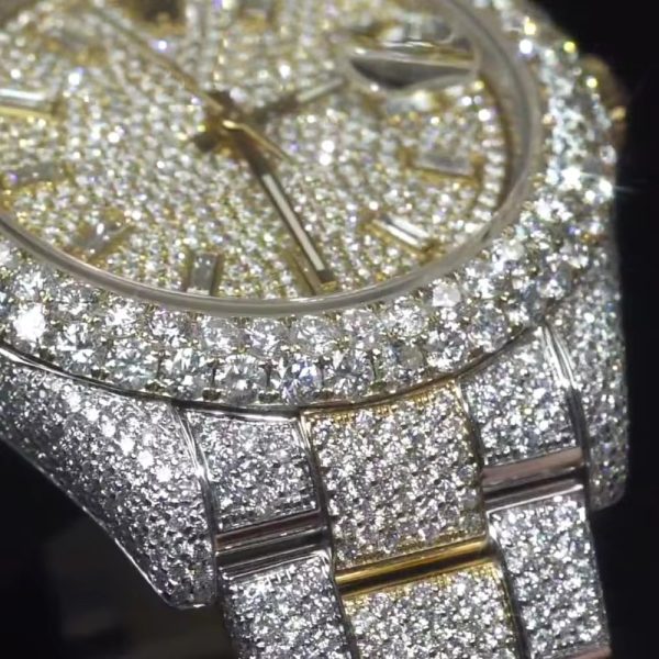 High Quality Gold Head Diamond Inlaid Luxury Watch Men Moissanite Mechanical Watch