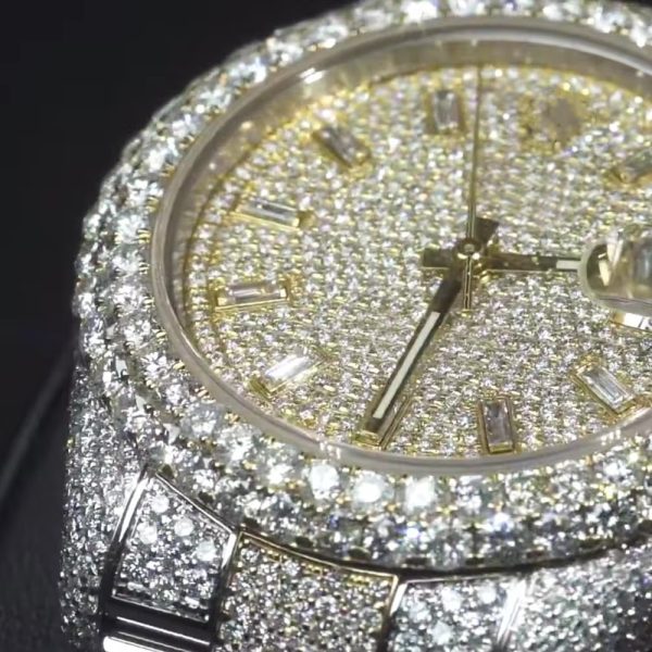 High Quality Gold Head Diamond Inlaid Luxury Watch Men Moissanite Mechanical Watch - Image 2