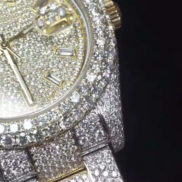 High Quality Gold Head Diamond Inlaid Luxury Watch Men Moissanite Mechanical Watch - Image 4