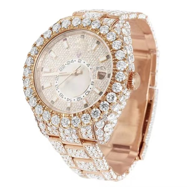 Men Luxury Iced Out VVS Moissanite Watch Men 14k 18k Gold Plated Automatic Mechanical Watch - Image 2