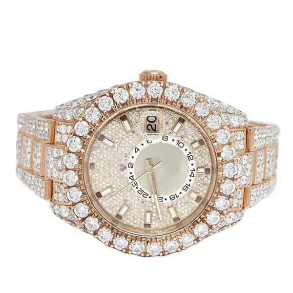 Men Luxury Iced Out VVS Moissanite Watch Men 14k 18k Gold Plated Automatic Mechanical Watch