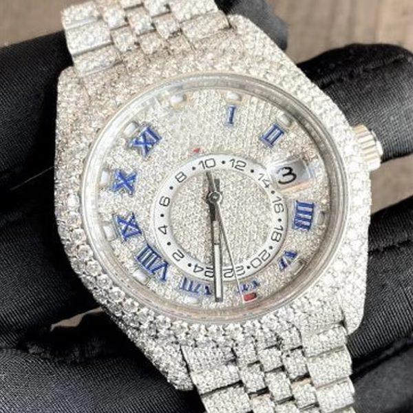 Custom Handmade Setting Pass Diamond Tester VVS Moissanite Diamond Iced Out Luxury Mechanical Watch - Image 2