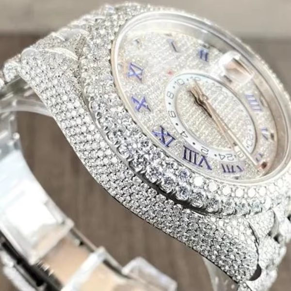 Custom Handmade Setting Pass Diamond Tester VVS Moissanite Diamond Iced Out Luxury Mechanical Watch - Image 4