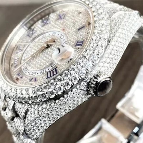 Custom Handmade Setting Pass Diamond Tester VVS Moissanite Diamond Iced Out Luxury Mechanical Watch - Image 5