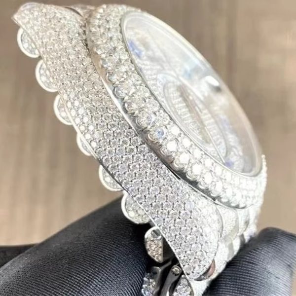Custom Handmade Setting Pass Diamond Tester VVS Moissanite Diamond Iced Out Luxury Mechanical Watch - Image 6
