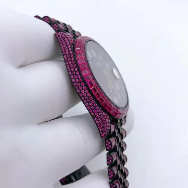 Hip Hop Bling Hollow Out Wristwatch High End Iced Out Moissanite Mechanical Watch - Image 3