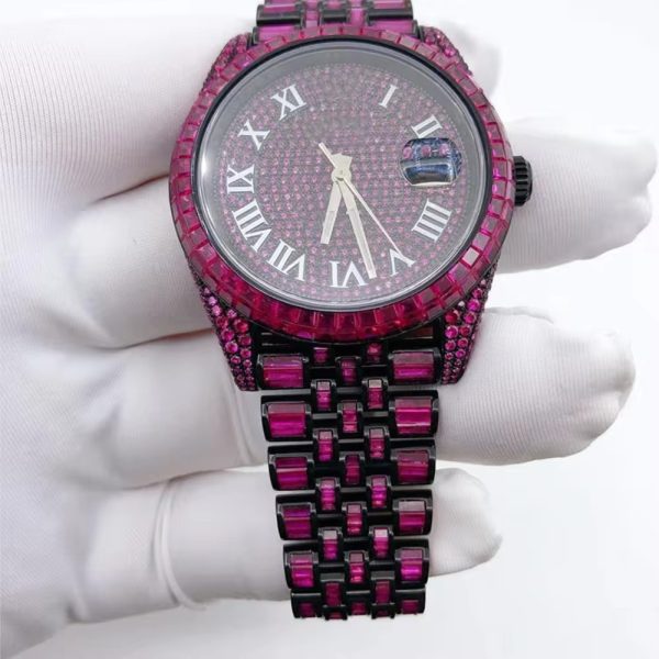Hip Hop Bling Hollow Out Wristwatch High End Iced Out Moissanite Mechanical Watch - Image 6