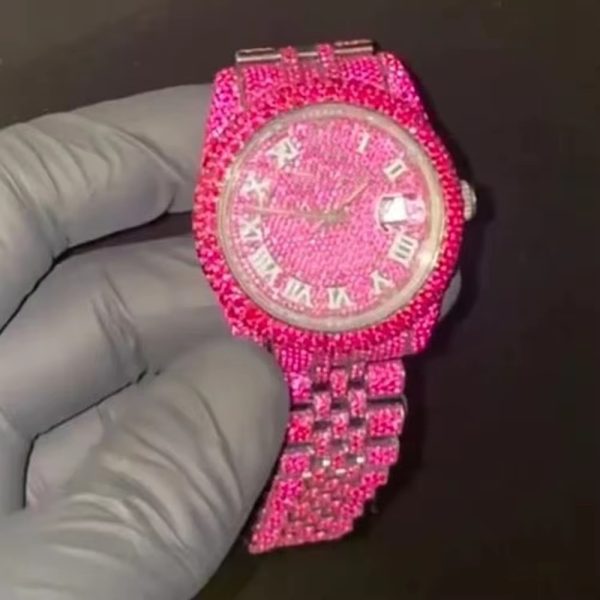 Custom Luxury Bling Moissanite Watch VVS Moissanite Hip Hop Iced Out Stainless Steel Mechanical Watches - Image 2