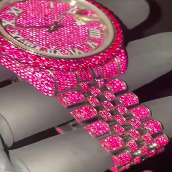 Custom Luxury Bling Moissanite Watch VVS Moissanite Hip Hop Iced Out Stainless Steel Mechanical Watches - Image 3