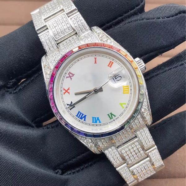 Hip Hop Jewelry Stainless Steel Handmade VVS Moissanite Pass Diamond Tester Iced Out Mechanical Watches - Image 4