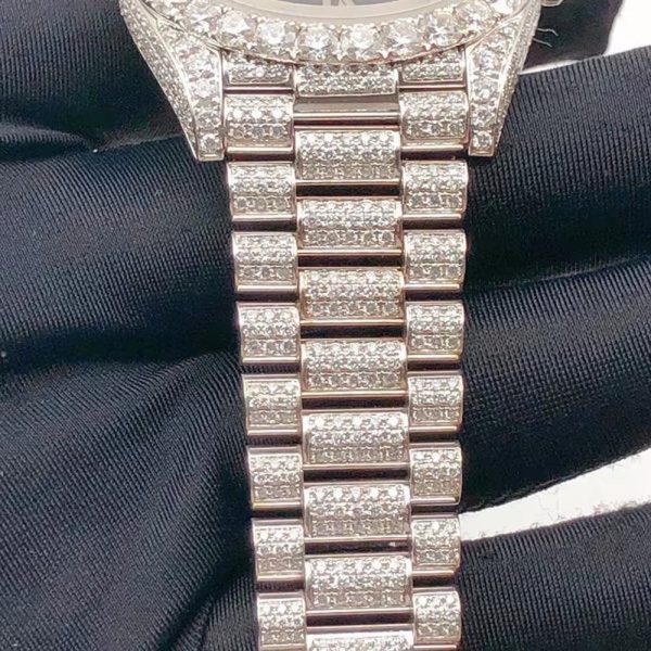 Factory wholesale Luxury Bling VVS Moissanite Iced out Stainless Steel Mechanical Watch - Image 4
