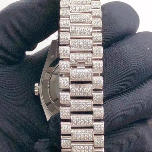 Factory wholesale Luxury Bling VVS Moissanite Iced out Stainless Steel Mechanical Watch - Image 5