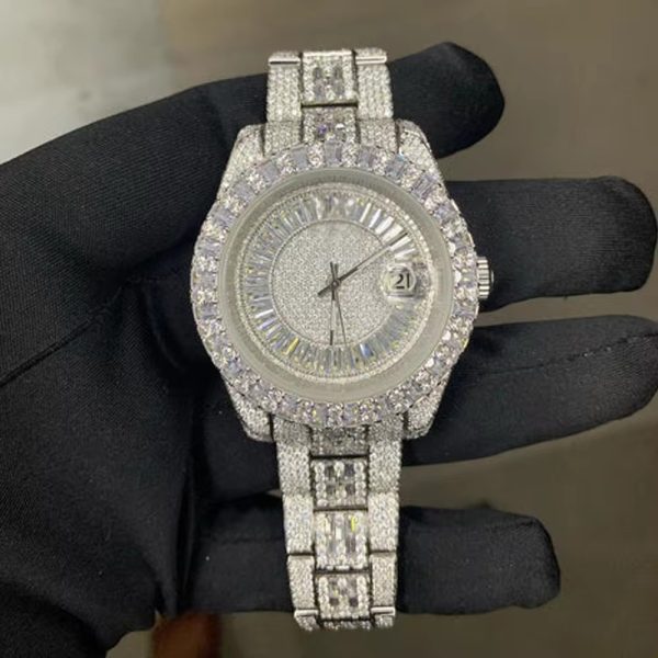 Custom brand VVS moissanite diamond mechanical watch men luxury iced out moissanite watch
