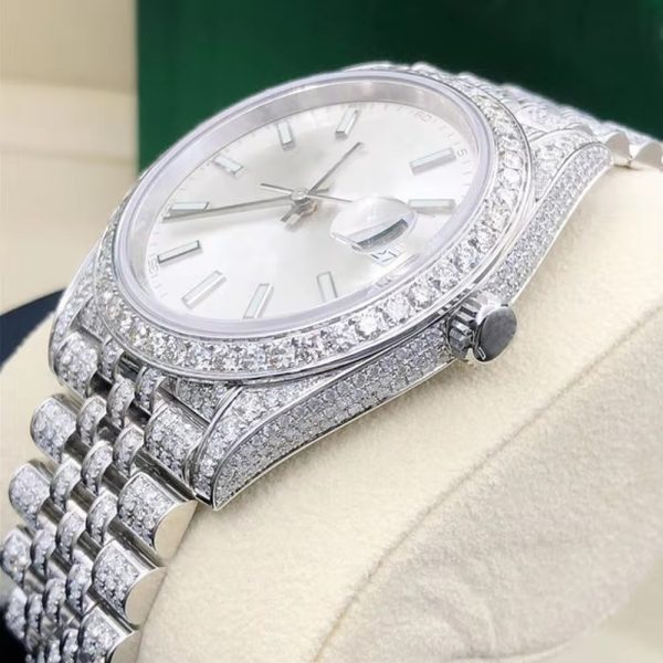 Custom Luxury Brand Iced Out Moissanite Watch Stainless Steel Mechanical Watch - Image 2