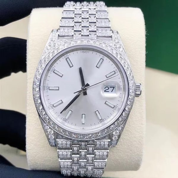 Custom Luxury Brand Iced Out Moissanite Watch Stainless Steel Mechanical Watch