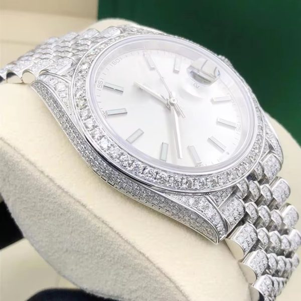 Custom Luxury Brand Iced Out Moissanite Watch Stainless Steel Mechanical Watch - Image 4