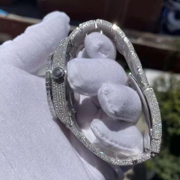 Hip Hop Jewelry Custom Luxury Iced Out VVS Moissanite Diamond Mechanical Watches - Image 3