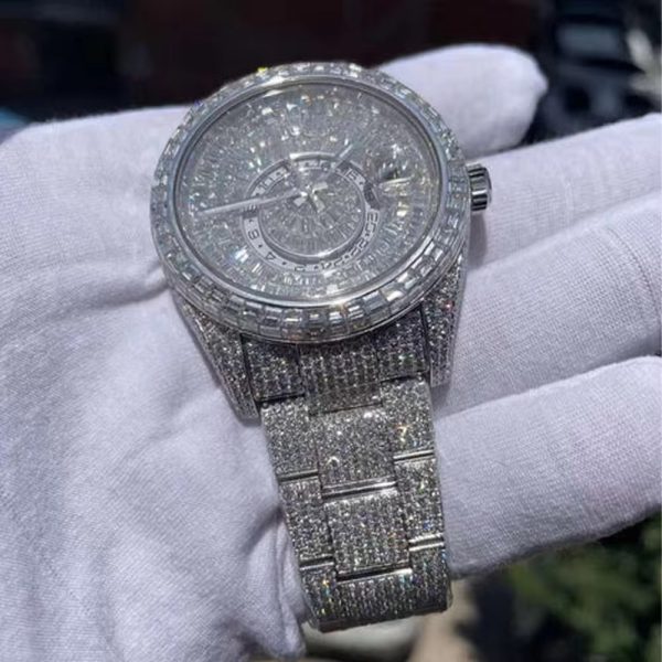 Hip Hop Jewelry Custom Luxury Iced Out VVS Moissanite Diamond Mechanical Watches - Image 2