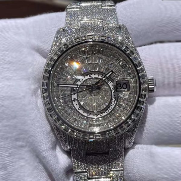 Hip Hop Jewelry Custom Luxury Iced Out VVS Moissanite Diamond Mechanical Watches