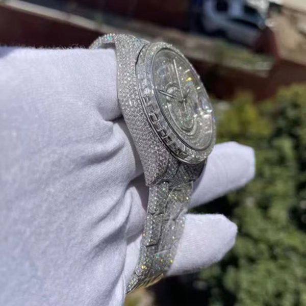 Hip Hop Jewelry Custom Luxury Iced Out VVS Moissanite Diamond Mechanical Watches - Image 6