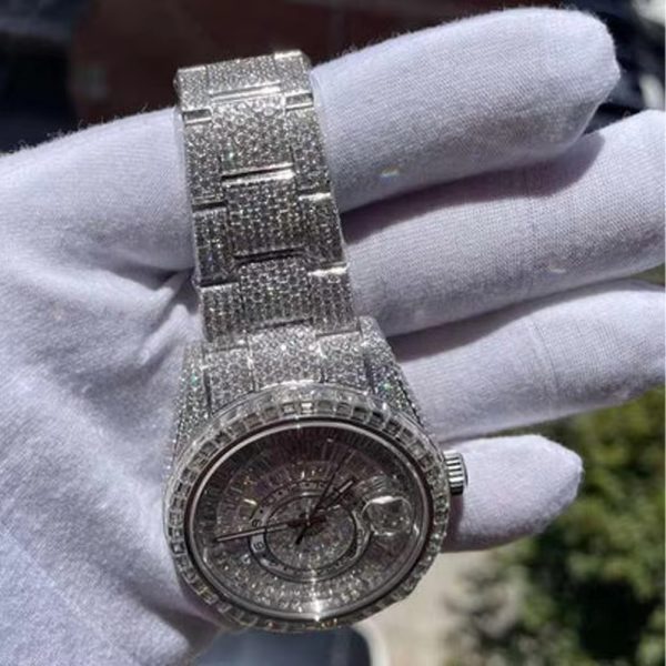Hip Hop Jewelry Custom Luxury Iced Out VVS Moissanite Diamond Mechanical Watches - Image 5
