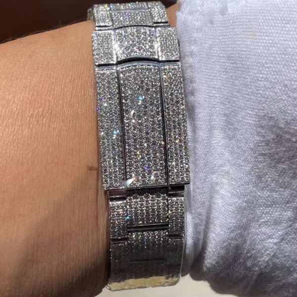 Hip Hop Jewelry Custom Luxury Iced Out VVS Moissanite Diamond Mechanical Watches - Image 4