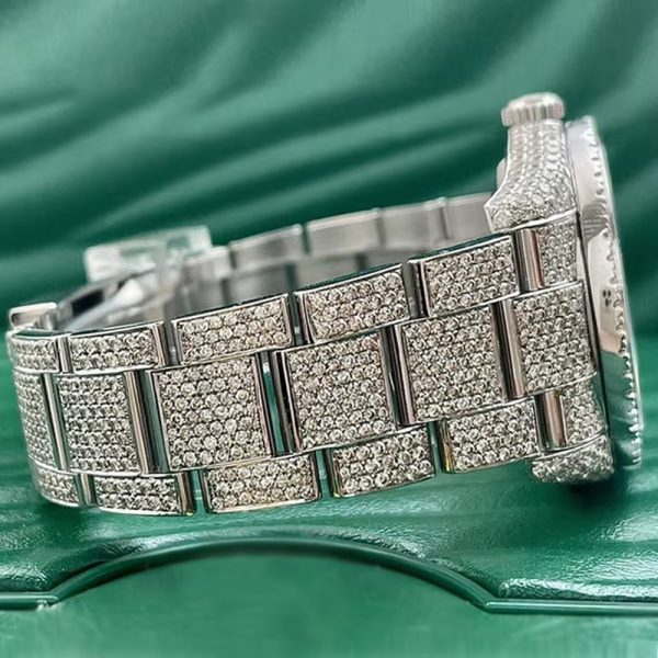 Hip Hop Fashion Watch Movement Large Round Iced Out Bling Moissanite Diamond Waterproof Men Mechanical Watch - Image 5