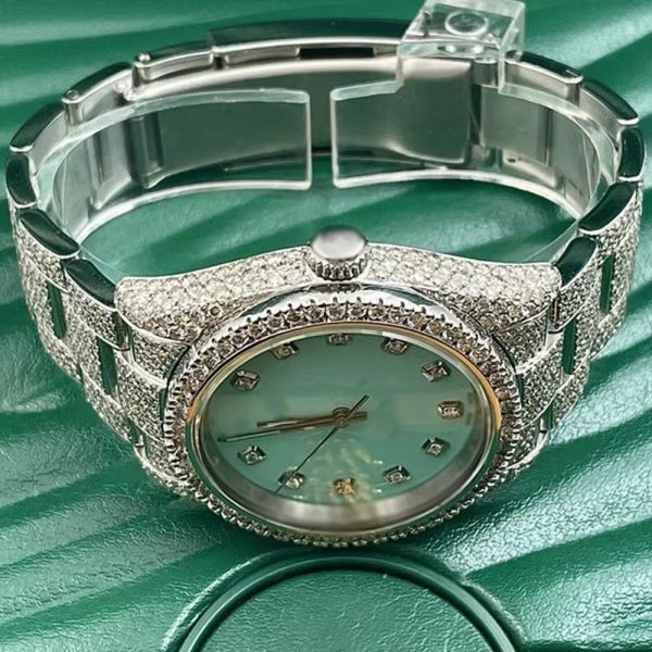 Hip Hop Fashion Watch Movement Large Round Iced Out Bling Moissanite Diamond Waterproof Men Mechanical Watch - Image 3