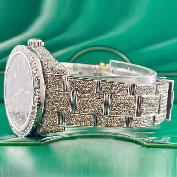 Custom Bling Hip Hop Fully Iced Out Silver Gold Moissanite Diamond Wrist Watches - Image 4