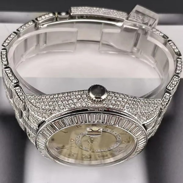 Custom waterproof luxury brand men watches gold moissanite wristwatch hip hop iced out mechanical watch - Image 3
