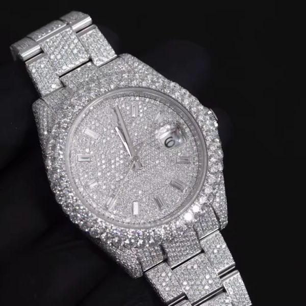 Luxury Luminous Stainless Steel Men Watch Bling Bling Moissanite Mechanical Watch - Image 2