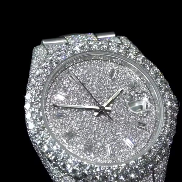 Luxury Luminous Stainless Steel Men Watch Bling Bling Moissanite Mechanical Watch - Image 3