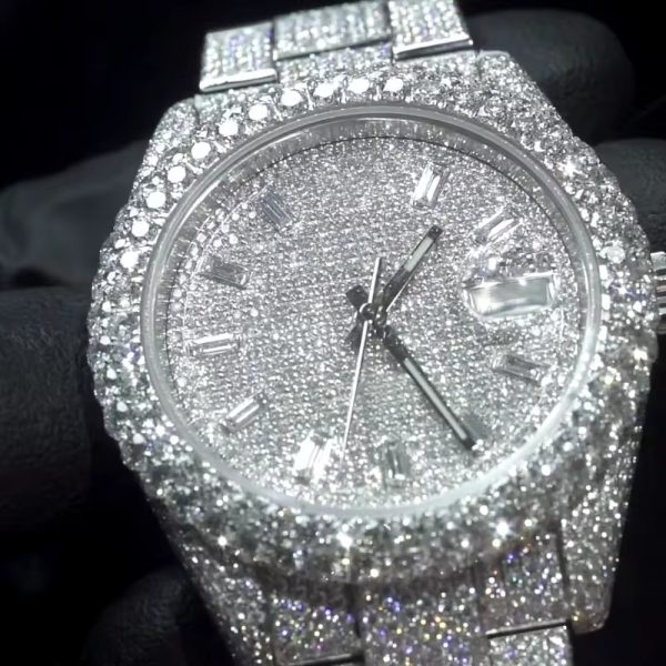 Luxury Luminous Stainless Steel Men Watch Bling Bling Moissanite Mechanical Watch - Image 4