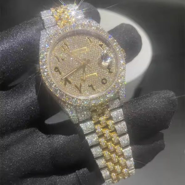 High Quality Hip Hip Men Moissanite Watch Iced Out VVS Moissanite Mechanical Watch