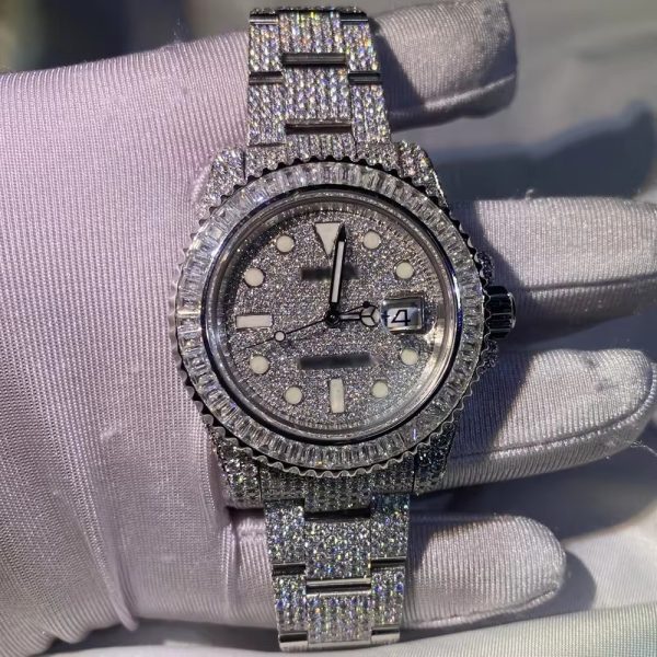 Mosang stone is full of stones, shiny watches for men and women, designer of luxury custom electronic transmission in 2023 - Image 2