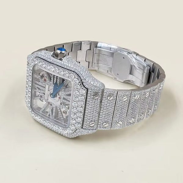 2023 Luxury Custom Automatic Transmission VVS D Moissanite Men's and Women's Shiny Watch Full Diamond Designer - Image 3
