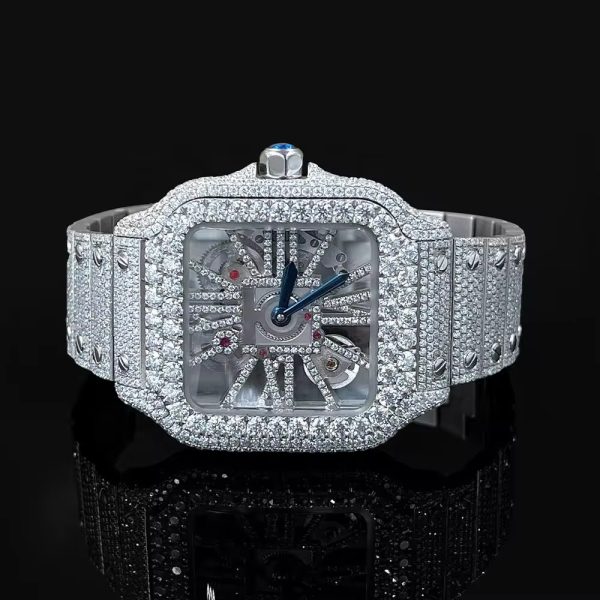 2023 Luxury Custom Automatic Transmission VVS D Moissanite Men's and Women's Shiny Watch Full Diamond Designer - Image 6