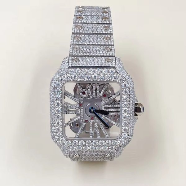 2023 Luxury Custom Automatic Transmission VVS D Moissanite Men's and Women's Shiny Watch Full Diamond Designer