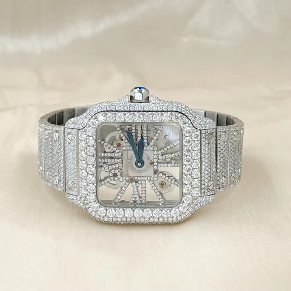 2023 Luxury Custom Automatic Transmission VVS D Moissanite Men's and Women's Shiny Watch Full Diamond Designer - Image 2