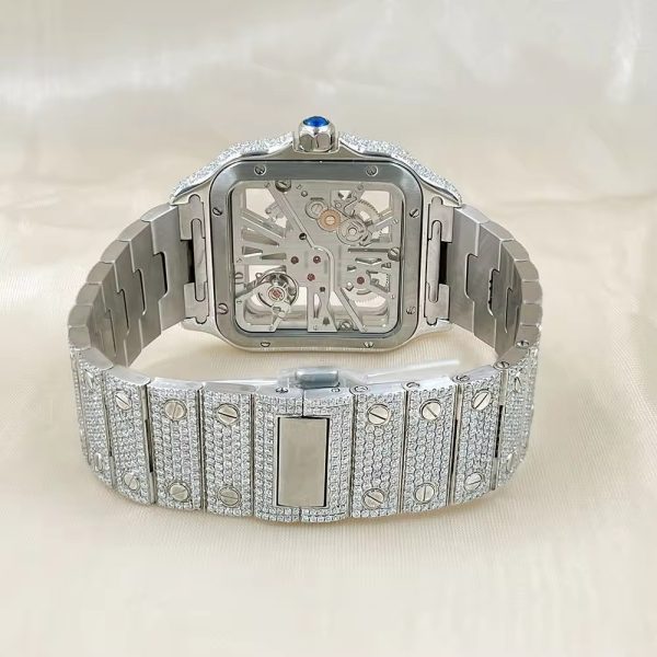 2023 Luxury Custom Automatic Transmission VVS D Moissanite Men's and Women's Shiny Watch Full Diamond Designer - Image 4
