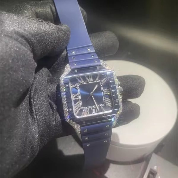 2023 luxury custom automatic VVS D moissanite small diamond sparkling men's watch - Image 2
