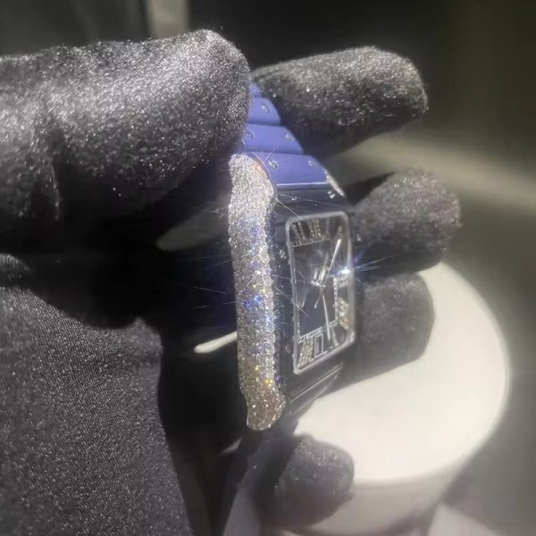 2023 luxury custom automatic VVS D moissanite small diamond sparkling men's watch - Image 3