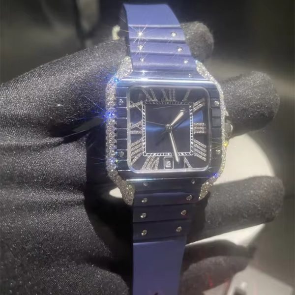2023 luxury custom automatic VVS D moissanite small diamond sparkling men's watch