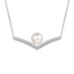 AZ503-X Designer V Shaped PT950 Platinum Women's Necklace Moissanite Diamond Flawless Natural Freshwater Pearl Pendant for Birthday Gift