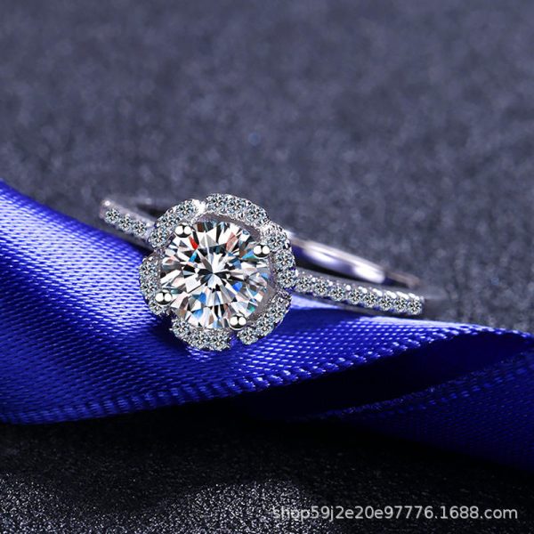 AZ007-J  Moissanite Diamond Engagement Rose Rings For Women 100% 925 Sterling Silver Bridal Wedding Band Bezel Setting - Image 4