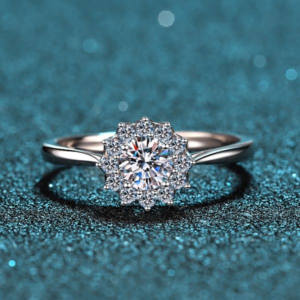 AZ010-J  1ct  Moissanite Rings For Women D Color VVS Luxury Flower Shape Bridal Female Engagement Wedding Jewerly Size5-9 - Image 5