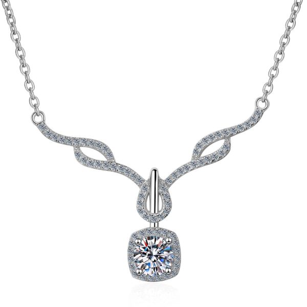 AZ036-X Butterflykiss 0.8 Carat Moissanite Necklace For Women Sparkling Diamond Pendant Solid Silver 925 Jewellery Luxury Party Jewelry