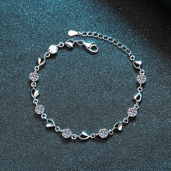 AZ111-S  3.5ct GBA Certified S925 Pure Silver Plated PT950 Gold Heart-to-Heart Moissanite Bracelet Noble Luxury Jewelry for Women Gift - Image 5
