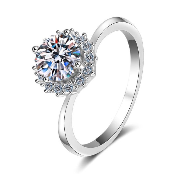 AZ016-J GRA Certified 1.0 Carat Moissanite Ring VVS1 Lab Diamond Solitaire Ring for Women Engagement Promise Wedding Bands Jewelry Gift