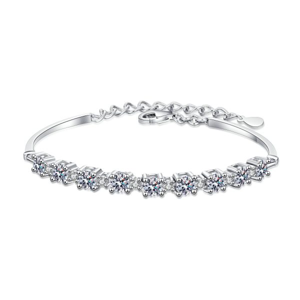 AZ376-S  Women Bracelet S925 Sterling Silver Row Diamond Bracelet 9 Stones D Color Moissanous Hand Chain Wedding Party Jewelry